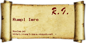 Rumpl Imre névjegykártya
